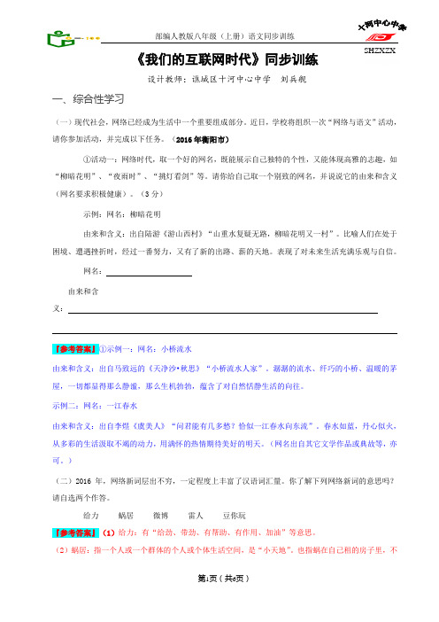 《我们的互联网时代》同步训练