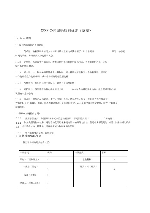 物料编码原则