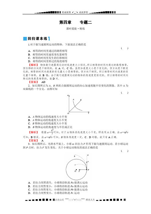 高考物理一轮复习同步练习(名师解析)4-专题2圆周运动及其应用