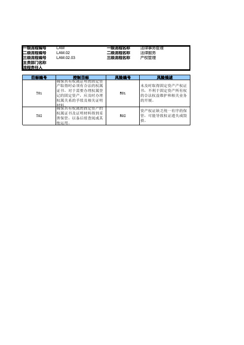 企业产权管理_RCM风险控制矩阵模版