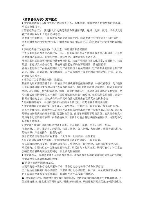 《消费者行为学》复习重点