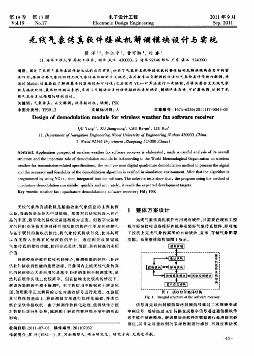 无线气象传真软件接收机解调模块设计与实现