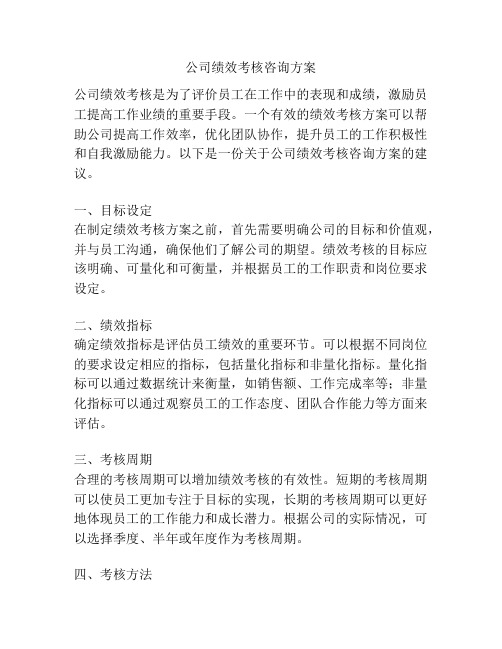 公司绩效考核咨询方案