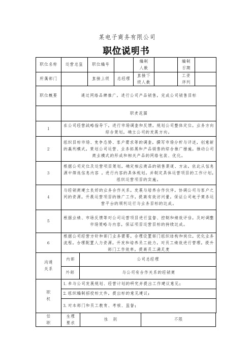 运营总监职位说明书doc