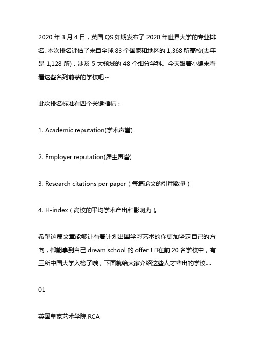 室内设计专业大学排名