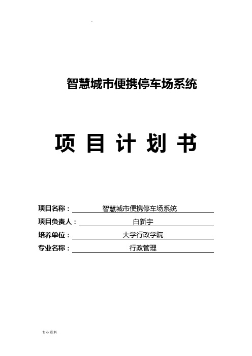 智慧城市便携停车场系统商业计划书