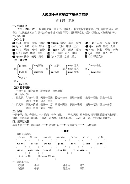 人教版小学五年级下册学习笔记