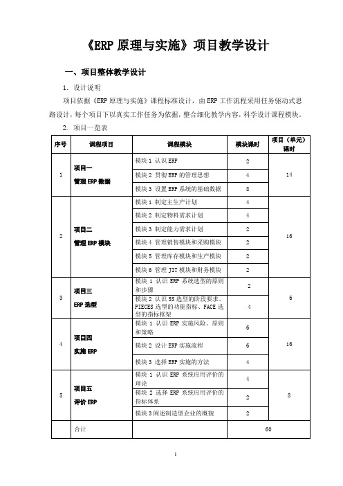 《ERP》项目教学设计