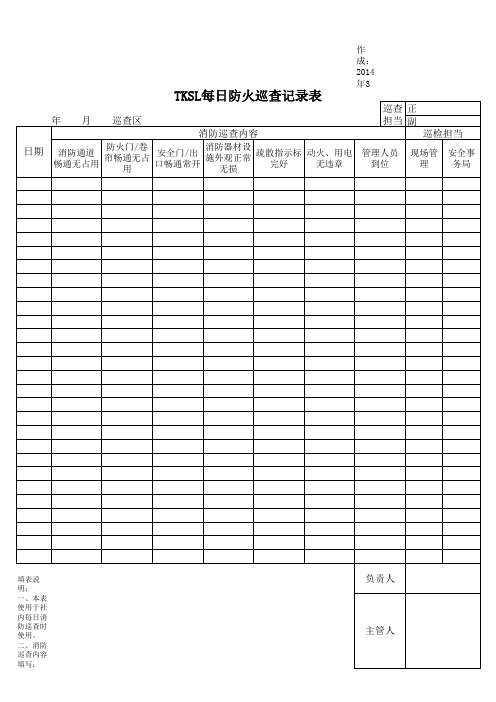 每日防火巡查记录表