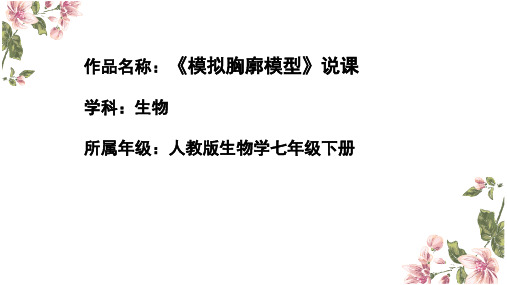 发生在肺内的气体交换——模拟胸廓模型说课课件人教版生物七年级下册