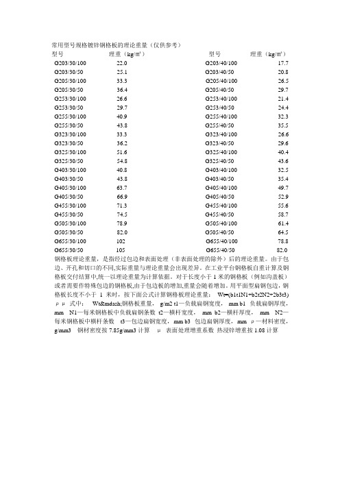 钢格板规格参数