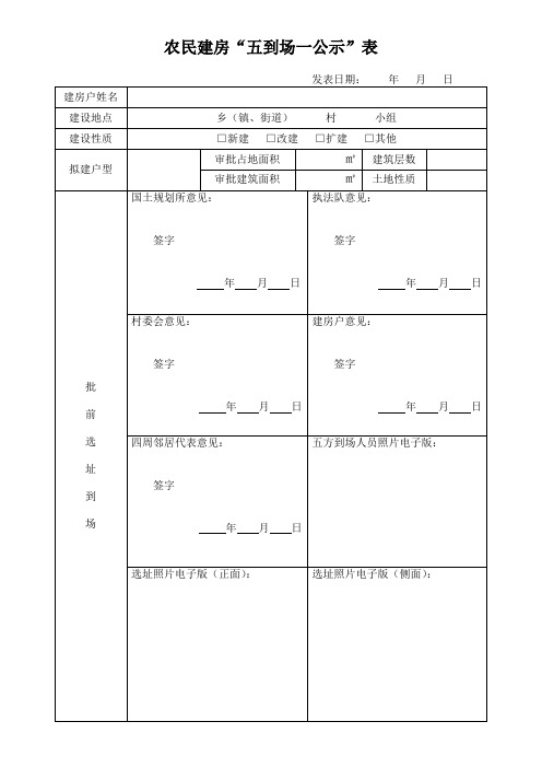 农民建房“五到场一公示”表