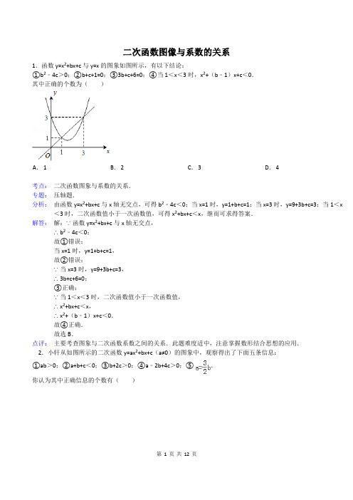 二次函数图象与系数的关系