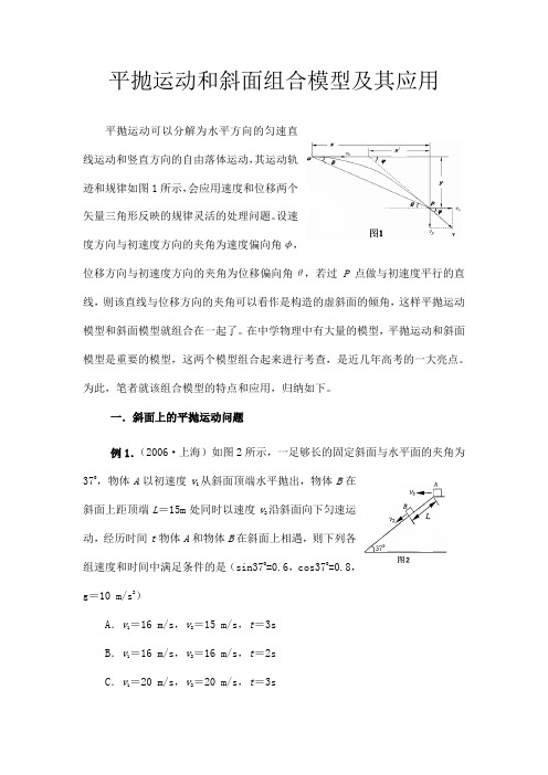 高中物理之平抛运动和斜面组合模型及其应用