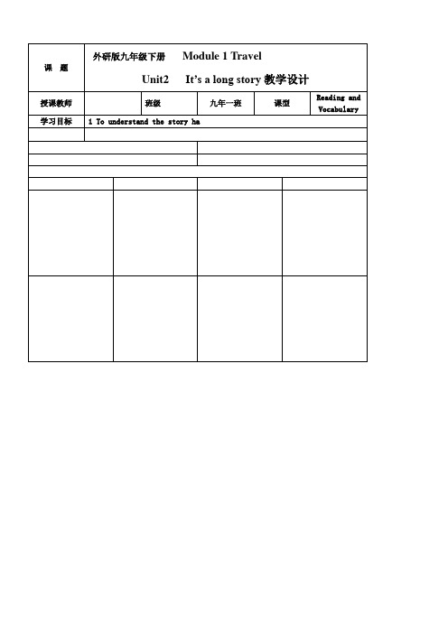 初中九年级英语教案-Module1Unit2It'salongstory得奖
