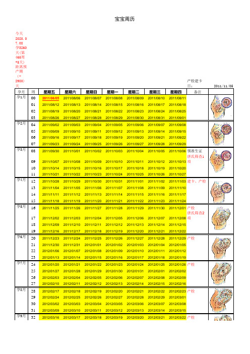 怀孕周期表