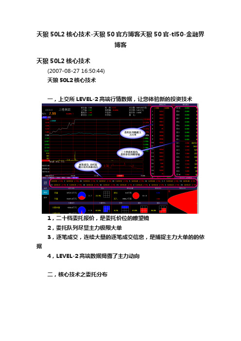 天狼50L2核心技术-天狼50官方博客天狼50官-tl50-金融界博客