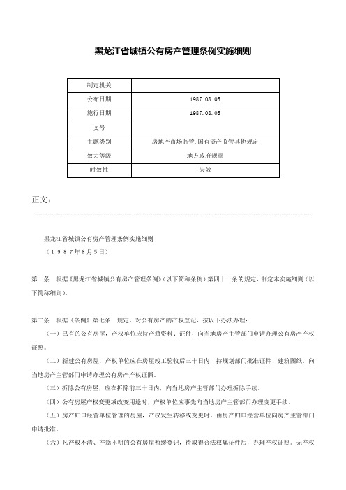 黑龙江省城镇公有房产管理条例实施细则-