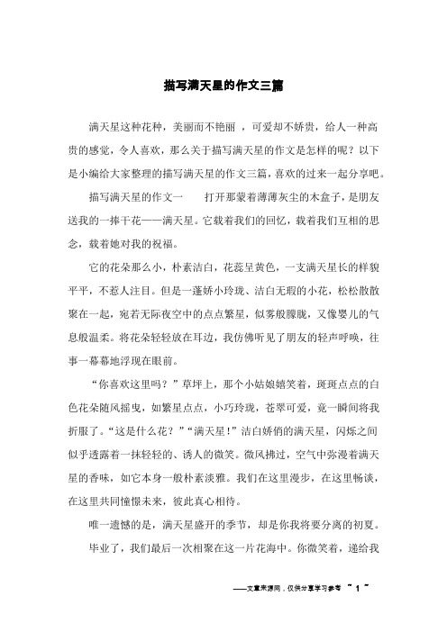 描写满天星的作文三篇