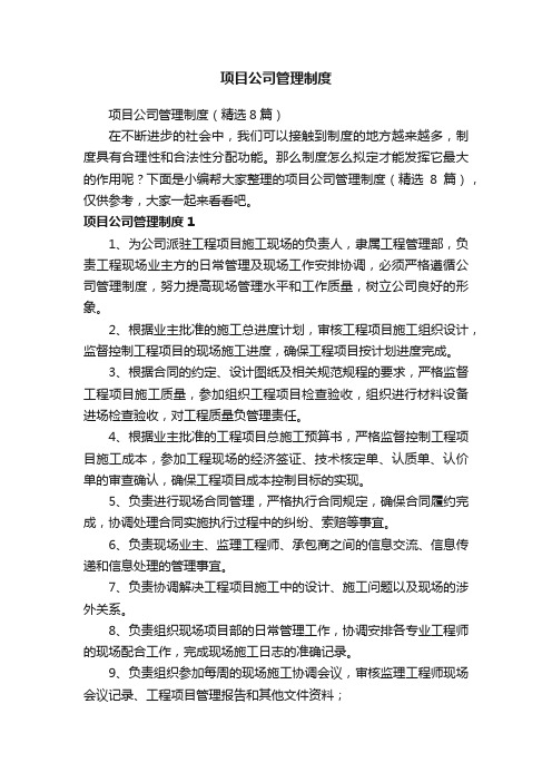 项目公司管理制度