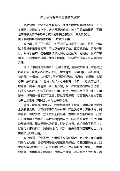 关于夜雨的唯美伤感散文欣赏