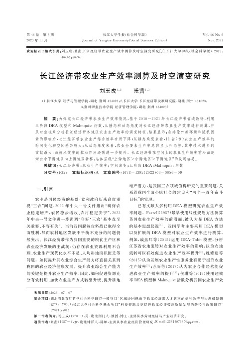 长江经济带农业生产效率测算及时空演变研究