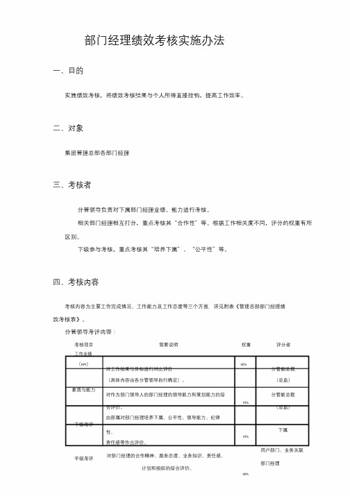 部门经理绩效考核实施办法.doc