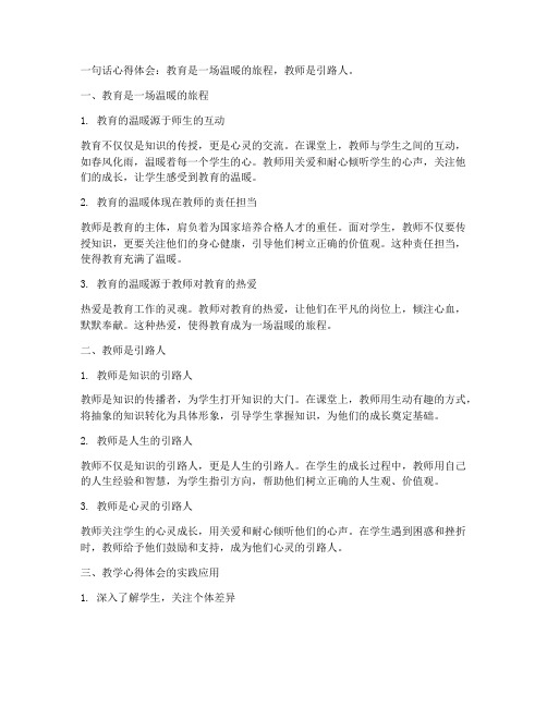 教师教学一句话心得体会