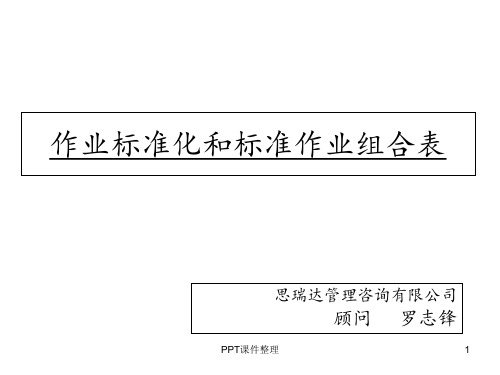 标准作业和标准作业组合票讲义