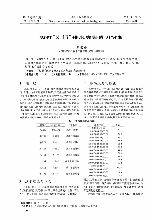 西河“8.13”洪水灾害成因分析