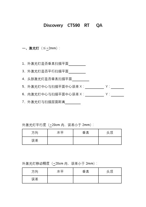 放疗模拟定位CT质量控制(QA)