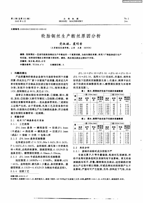 轮胎钢丝生产断丝原因分析