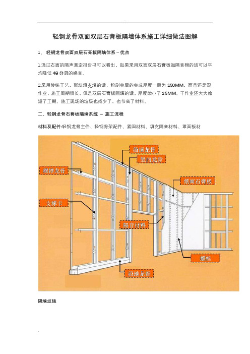 轻钢龙骨双面双层石膏板隔墙体系施工详细做法图解