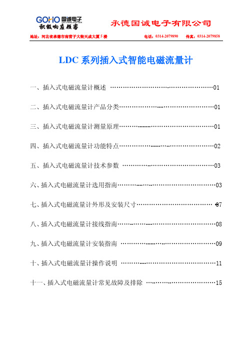 LDC 系列插入式智能电磁流量计 说明书