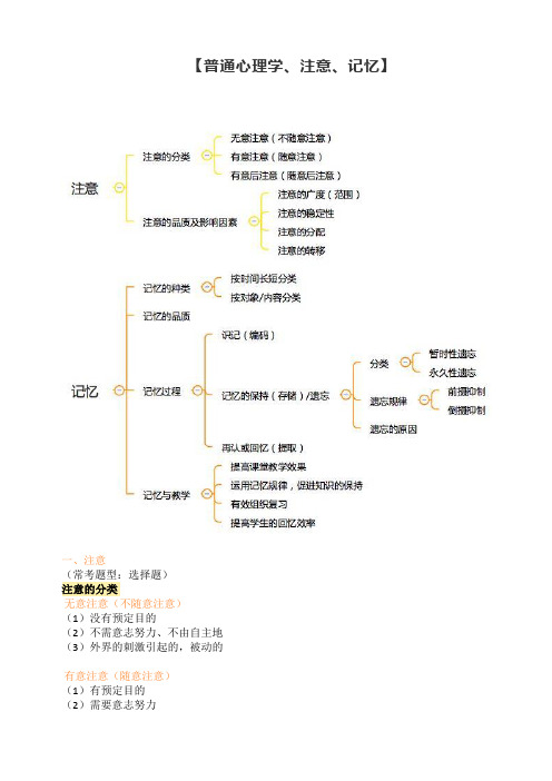 【普通心理学、注意、记忆】