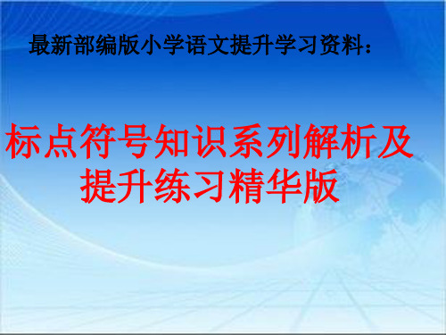 最新部编版小学语文提升学习资料：标点符号知识系列解析及提升练习精华版