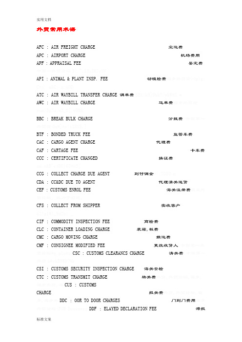 外贸各种费用英文缩写.方案设计