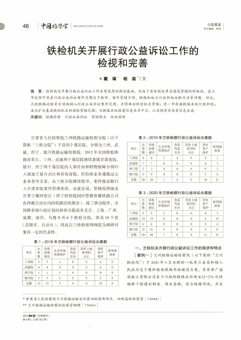 铁检机关开展行政公益诉讼工作的检视和完善