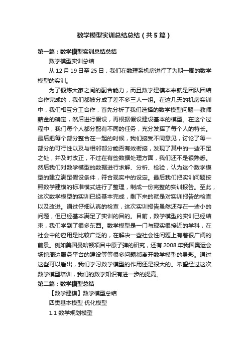 数学模型实训总结总结（共5篇）