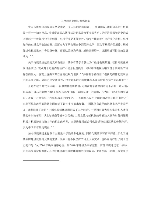 2015年中传艺硕考研《广播电视艺术》专题热点·卫视频道品牌·奚米