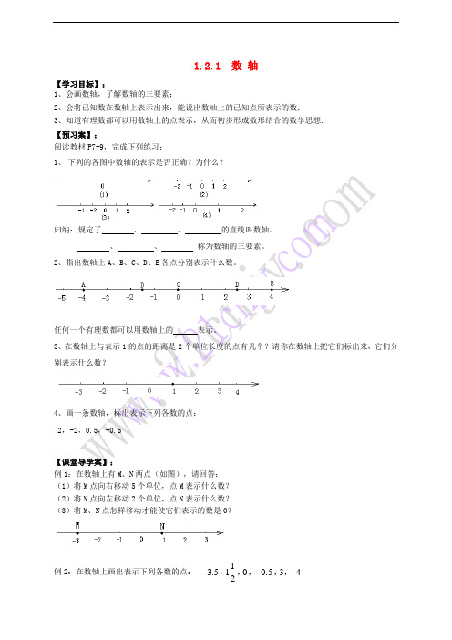 七年级数学上册 1.2 数轴、相反数与绝对值 1.2.1 数轴导学案(无答案)(新版)湘教版