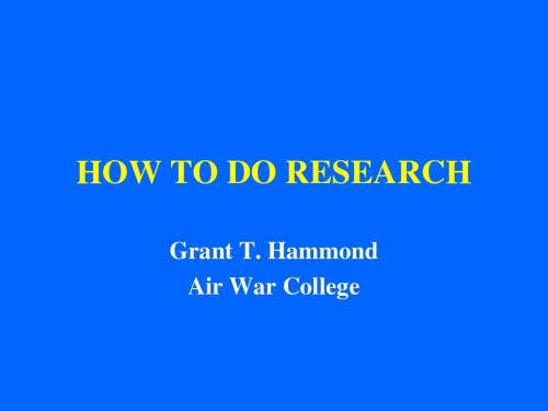 How to do research