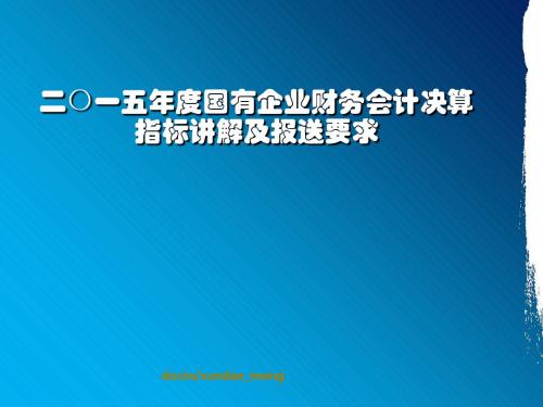 国有企业财务会计决算指标讲解及报送要求