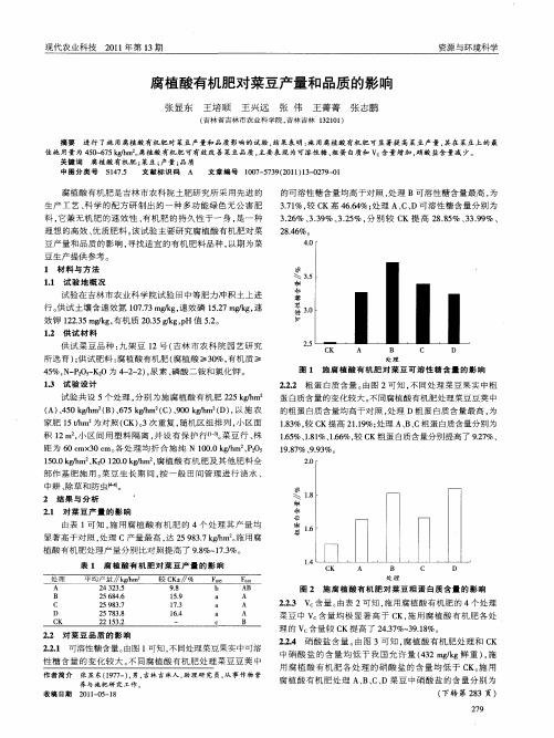 腐植酸有机肥对菜豆产量和品质的影响