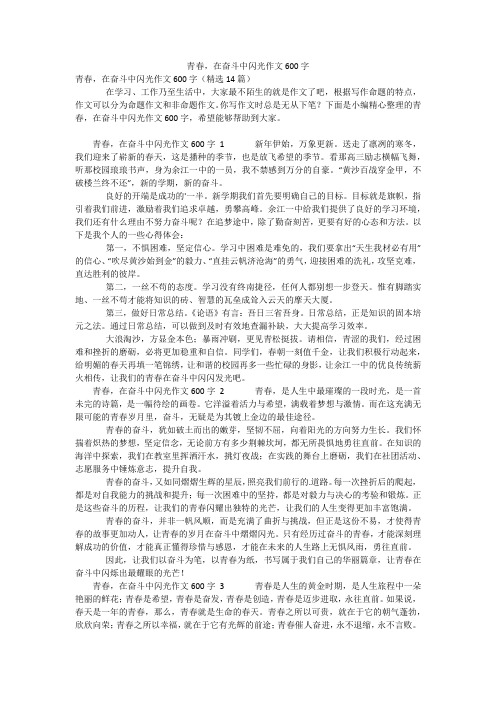 青春,在奋斗中闪光作文600字