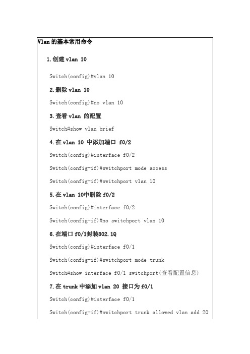 10、Vlan的基本常用命令