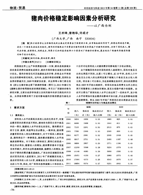 猪肉价格稳定影响因素分析研究——以广西为例