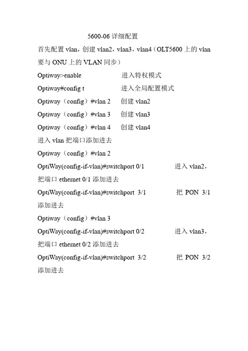 OLT5600设备详细配置