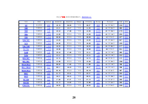 广州火车东站时刻表