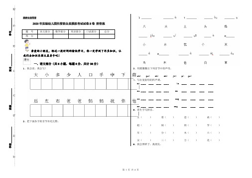 2020年实验幼儿园托管班全真模拟考试试卷B卷 附答案